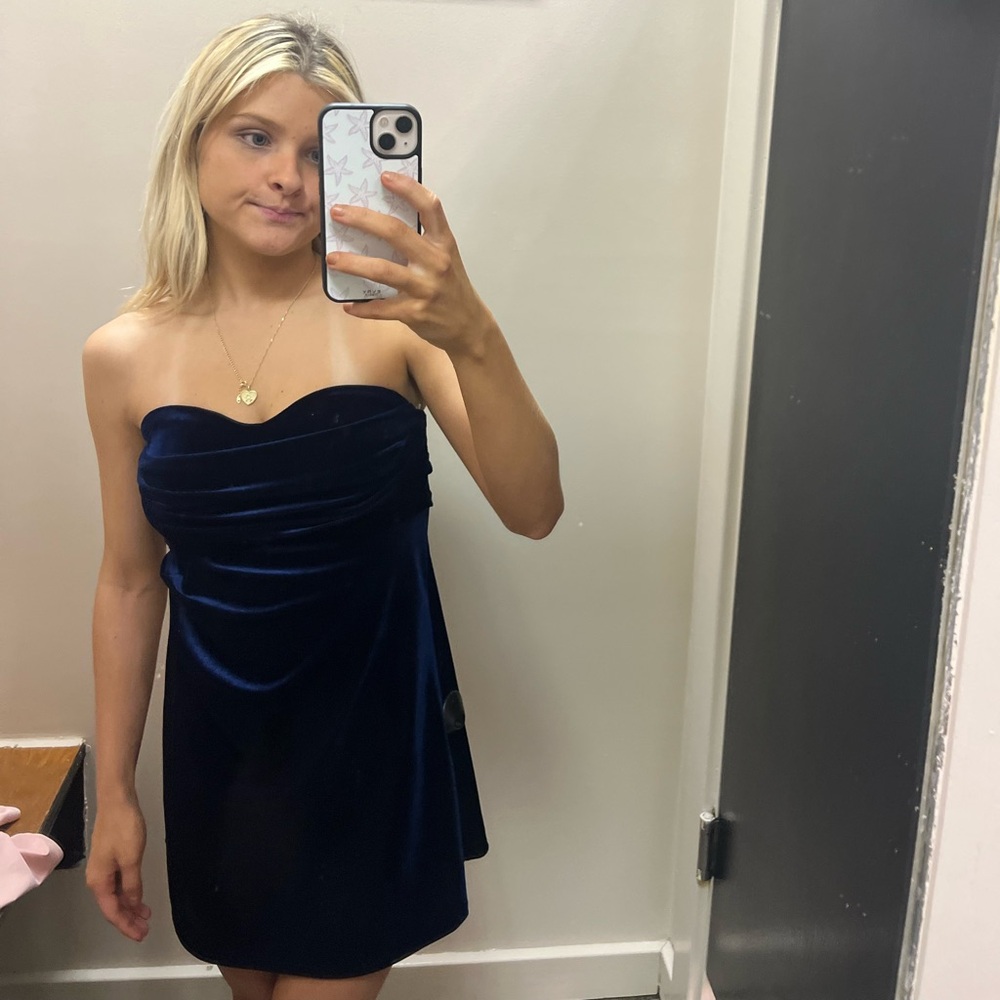Windsor Midnight Blue Velvet Dress